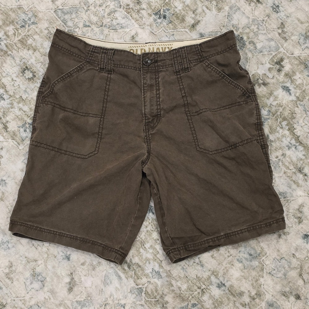 Old Navy Mens Brown Cotton Utility Cargo Shorts Size 34 Relaxed Fit Workwear